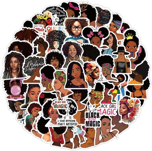 ملصق لاصق الميلانين بوبين الأسود 62 قطعة، ملصقات سحرية من الفينيل المقاوم للماء للكمبيوتر المحمول والكمبيوتر ولوح التزلج والزجاجة وهدايا الموضة للمراهقين in Kuwait