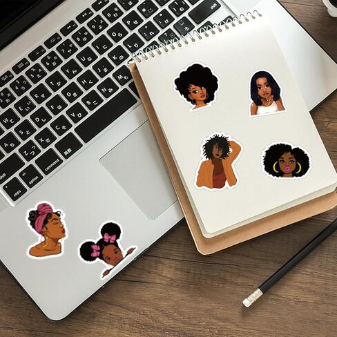 ملصق لاصق الميلانين بوبين الأسود 62 قطعة، ملصقات سحرية من الفينيل المقاوم للماء للكمبيوتر المحمول والكمبيوتر ولوح التزلج والزجاجة وهدايا الموضة للمراهقين in Kuwait