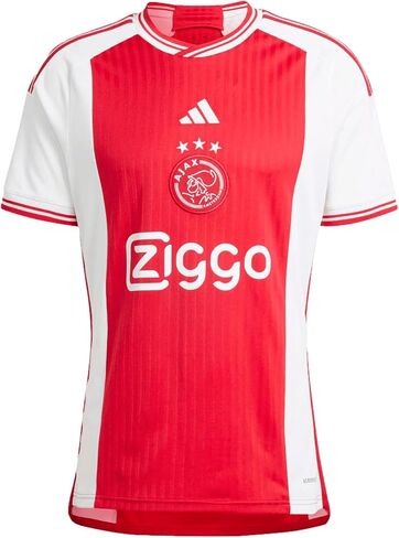قميص كرة القدم Ajax 23/24 للرجال من adidas - قميص جيرسي باللونين الأحمر والأبيض مستوحى من التراث مع واجهة وفي المنتصف التراثية in Saudi Arabia