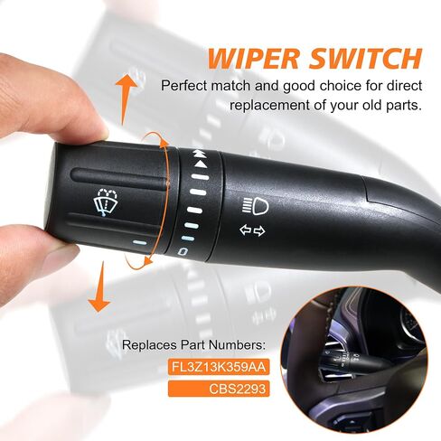 CBS2293 Windshield Wiper Switch Turn Signal Switch Control Replaces Fits for Ford F150 2015-2020, F250 F350 F450 Super Duty 2017-2020, Wind Shield Wiper Multifunction Switch, OE# FL3Z13K359AA in Kuwait