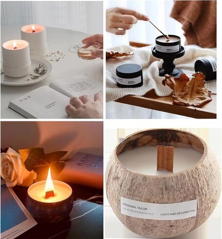 30 Sets Double-Layered Wooden Candle Wicks and Stands 5.1 X 0.5 Inch Natural Candle Wood Wicks Wooden Wicks Wood Wicks for Candles Making,Wooden Candle Wick with Base and Stickers in Kuwait