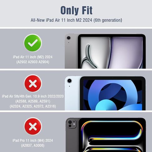 مجموعة واحدة من واقي شاشة الخصوصية المغناطيسي من TiMOVO لجهاز iPad Air 11 بوصة M2 2024 (A2902 A2903 A2904)، زجاج مقسى مضاد للتجسس، قابل للإزالة، صلابة 9H، غير لامع in Saudi Arabia