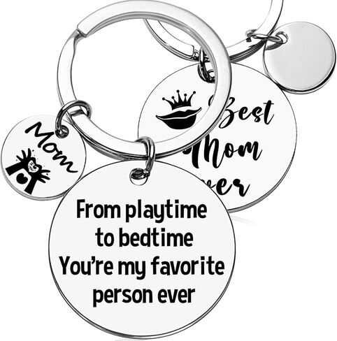 Mothers Day Gifts for Mom from Daughter - Mom Keychain from Son - From Playtime To Bedtime You're My Favorite Person Ever, Best Mom Ever Mom Gifts for Her Day Birthday Christmas from Children Kids in Saudi Arabia