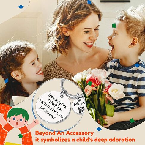 Mothers Day Gifts for Mom from Daughter - Mom Keychain from Son - From Playtime To Bedtime You're My Favorite Person Ever, Best Mom Ever Mom Gifts for Her Day Birthday Christmas from Children Kids in Saudi Arabia