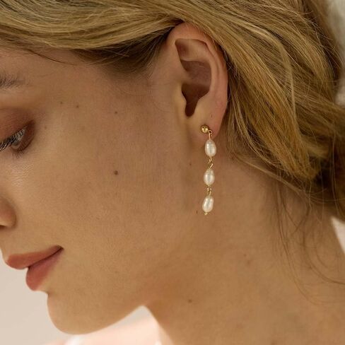 Pearl Earrings for Women Dainty Gold Pearl Drop Dangle Earrings Hypoallergenic Pearl stud Earrings Wedding Jewelry Gift for Women in Saudi Arabia