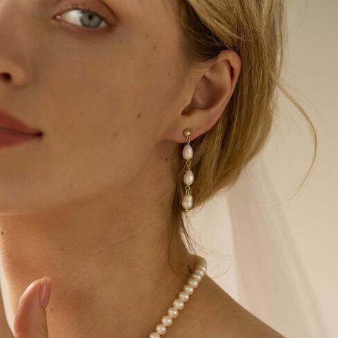 Pearl Earrings for Women Dainty Gold Pearl Drop Dangle Earrings Hypoallergenic Pearl stud Earrings Wedding Jewelry Gift for Women in Saudi Arabia