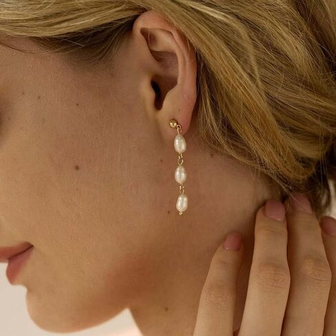 Pearl Earrings for Women Dainty Gold Pearl Drop Dangle Earrings Hypoallergenic Pearl stud Earrings Wedding Jewelry Gift for Women in Saudi Arabia