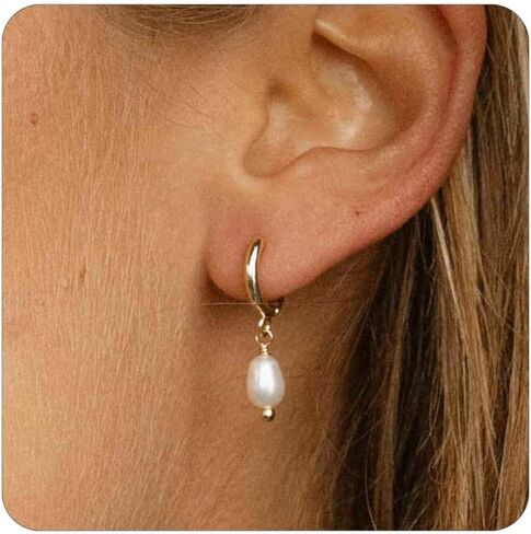 Pearl Earrings for Women Dainty Gold Pearl Drop Dangle Earrings Hypoallergenic Pearl stud Earrings Wedding Jewelry Gift for Women in Kuwait