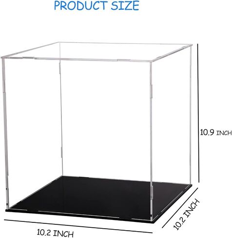 Basketball Display Case, Clear Acrylic Glass Cube Assemble Countertop Box Soccer Frame with Sports Protection with Black Stand Holde (10INCH) in Saudi Arabia
