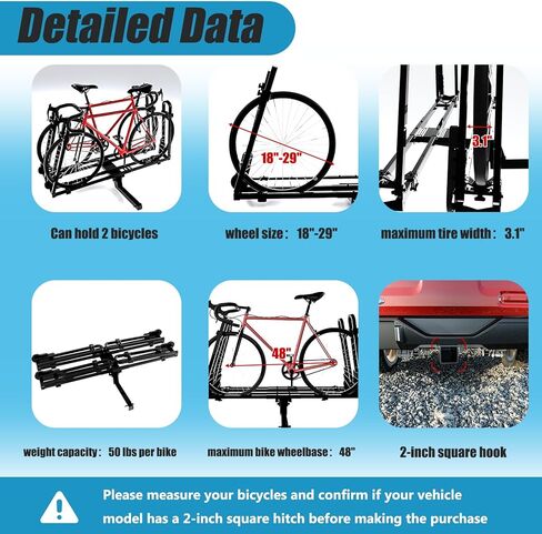 حامل الدراجة، وصلة ربط حامل الدراجة، حامل حامل الدراجة على شكل منصة 2 حامل للدراجة، مقاومة قوية للصدمات وليس من السهل هزها، مناسب لجميع الموديلات بفتحة مربعة مقاس 5 سم in Kuwait
