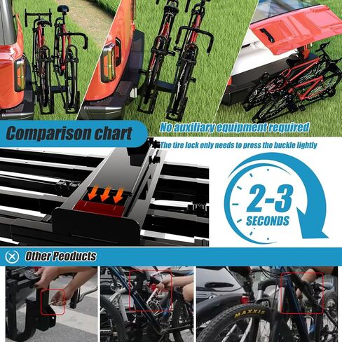 حامل الدراجة، وصلة ربط حامل الدراجة، حامل حامل الدراجة على شكل منصة 2 حامل للدراجة، مقاومة قوية للصدمات وليس من السهل هزها، مناسب لجميع الموديلات بفتحة مربعة مقاس 5 سم in Kuwait