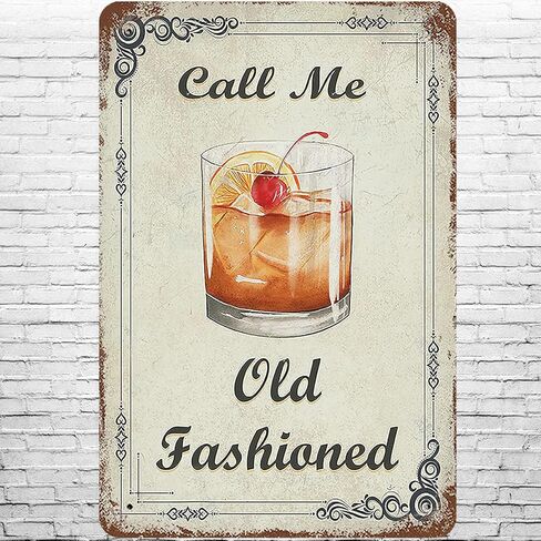 Metal Sign 8"x12" Vintage Call Me, Old Fashioned Cocktail, Retro Wall Decor Sugar Slice Orange Cherry Lemon Bourbon Funny Retro Look Tin Signs Poster for Home Living Room Bedroom Garden Cafe Bar in Saudi Arabia