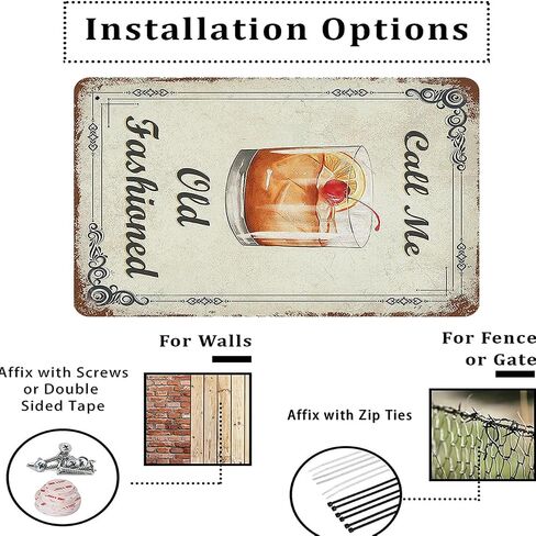 Metal Sign 8"x12" Vintage Call Me, Old Fashioned Cocktail, Retro Wall Decor Sugar Slice Orange Cherry Lemon Bourbon Funny Retro Look Tin Signs Poster for Home Living Room Bedroom Garden Cafe Bar in Saudi Arabia