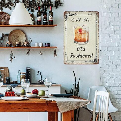 Metal Sign 8"x12" Vintage Call Me, Old Fashioned Cocktail, Retro Wall Decor Sugar Slice Orange Cherry Lemon Bourbon Funny Retro Look Tin Signs Poster for Home Living Room Bedroom Garden Cafe Bar in Saudi Arabia