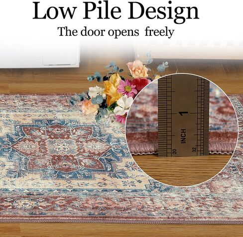 Washable Vintage Runner Rug 2x6, Washable Rug Runner Non-Slip Traditional Bathroom Rug, Non-Shedding Medallion Kitchen Mat Soft Carpet Runner for Entry Foyer Laundry in Saudi Arabia