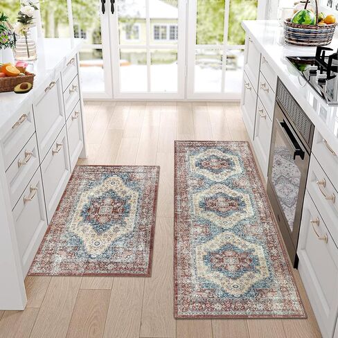 Washable Vintage Runner Rug 2x6, Washable Rug Runner Non-Slip Traditional Bathroom Rug, Non-Shedding Medallion Kitchen Mat Soft Carpet Runner for Entry Foyer Laundry in Saudi Arabia