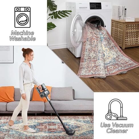 Washable Vintage Runner Rug 2x6, Washable Rug Runner Non-Slip Traditional Bathroom Rug, Non-Shedding Medallion Kitchen Mat Soft Carpet Runner for Entry Foyer Laundry in Saudi Arabia