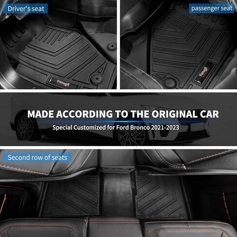 حصائر مطاطية مناسبة لجميع الأحوال الجوية متوافقة مع 2021 2022 2023 2024 Ford Bronco ذات 4 أبواب، سجادة أرضية بطانة البضائع الخلفية، سجادة مسند الظهر، مجموعة كاملة من ملحقات برونكو، سجادة حماية مقاومة للماء باللون الأسود in Kuwait
