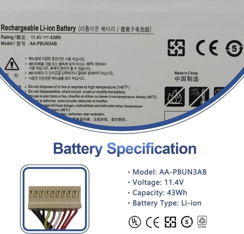 بطارية الجهاز اللوحي AA-PBUN3AB AA-PBUN3QB لأجهزة سامسونج نوت بوك 5 NP300E5K NP530E5M NP550XTA NP730QAA NP740U3L NP740U5L NP740U3M NP740U5M NP800G5M 300E5K 300E4M 500R5M 550XAA 8 500GM 810G5M سلسلة 11.4 فولت 43 وات في الساعة in Saudi Arabia