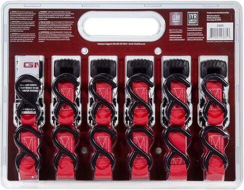 GMC G5000 Red 1" x 14' Rugged Durable Ratchet Tie Down Straps (1,500 LB Break Strength), 6 Pack in Saudi Arabia