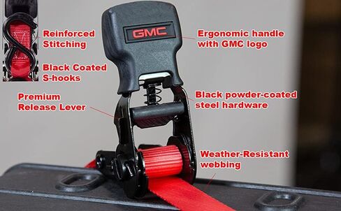 GMC G5000 Red 1" x 14' Rugged Durable Ratchet Tie Down Straps (1,500 LB Break Strength), 6 Pack in Saudi Arabia