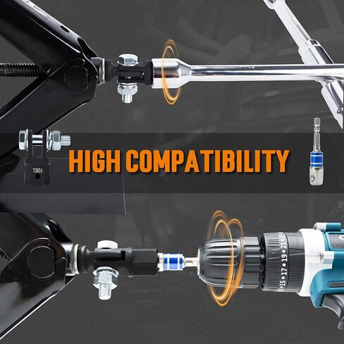 محول مقبس مقص TONDA مع محول مقبس الصدمات، محول مثقاب جاك المقطورة لمثاقب تأثير 1/2 بوصة أو مفتاح ربط 13/16 بوصة، سهل الرفع، أسود in Kuwait