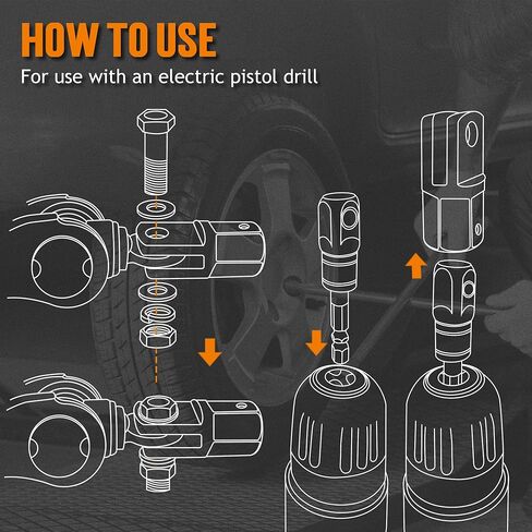 محول مقبس مقص TONDA مع محول مقبس الصدمات، محول مثقاب جاك المقطورة لمثاقب تأثير 1/2 بوصة أو مفتاح ربط 13/16 بوصة، سهل الرفع، أسود in Kuwait