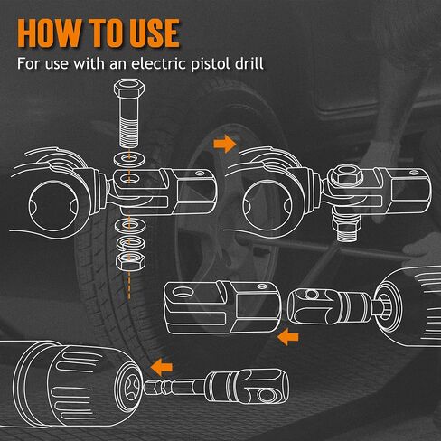 محول مقبس مقص TONDA مع محول مقبس الصدمات، محول مثقاب جاك المقطورة لمثاقب تأثير 1/2 بوصة أو مفتاح ربط 13/16 بوصة، سهل الرفع، أسود in Kuwait