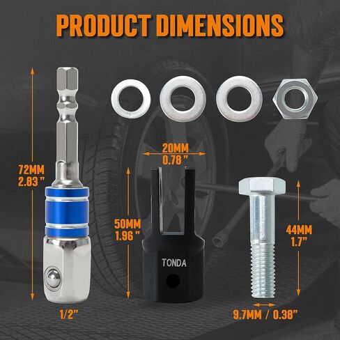 محول مقبس مقص TONDA مع محول مقبس الصدمات، محول مثقاب جاك المقطورة لمثاقب تأثير 1/2 بوصة أو مفتاح ربط 13/16 بوصة، سهل الرفع، أسود in Kuwait