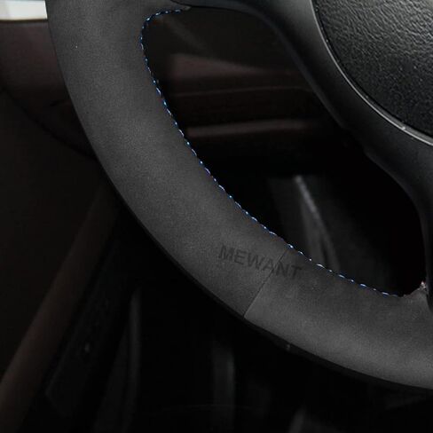 Mewant غطاء عجلة القيادة من جلد الغزال الأسود لسيارات BMW 3 Series E46 E46/5 Series 2004-2005/5 Series E39 2002-2003 / M3 2001-2006 / M5 2000-2003 in Kuwait