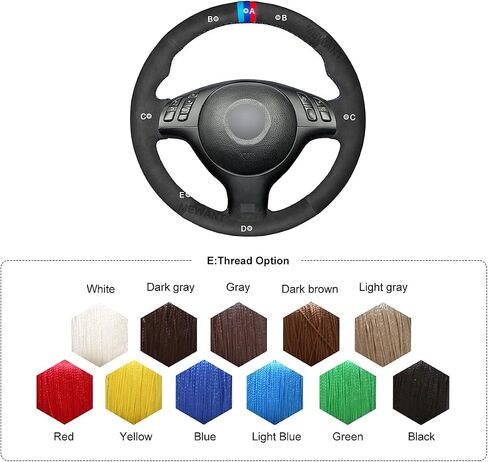 Mewant غطاء عجلة القيادة من جلد الغزال الأسود لسيارات BMW 3 Series E46 E46/5 Series 2004-2005/5 Series E39 2002-2003 / M3 2001-2006 / M5 2000-2003 in Kuwait