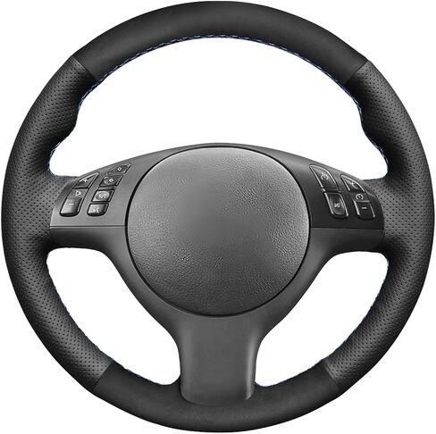 Mewant غطاء عجلة القيادة من جلد الغزال الأسود لسيارات BMW 3 Series E46 E46/5 Series 2004-2005/5 Series E39 2002-2003 / M3 2001-2006 / M5 2000-2003 in Kuwait
