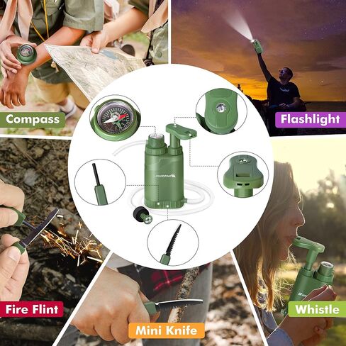 Water Filter Straw, Personal Water Purifier Portable Emergency Preparedness Survival Gear Water Solutions Tactical Gear for Hiking Camping Travel Hunting Accessories Backpacking in Saudi Arabia