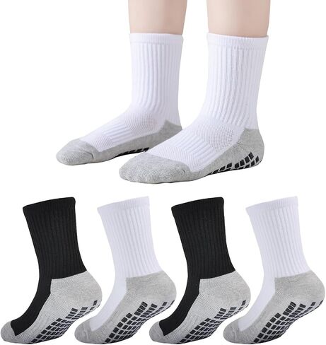 EPEIUS Kids Grip Soccer Socks Toddler Boys Non Slip Socks Cushioned Athletic Socks For Girls Youth Football 4T-14 Years in Kuwait