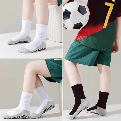 EPEIUS Kids Grip Soccer Socks Toddler Boys Non Slip Socks Cushioned Athletic Socks For Girls Youth Football 4T-14 Years in Kuwait