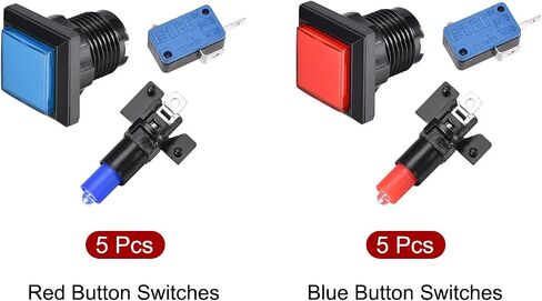 MECCANIXITY 23.5mm Momentary Push Button Switch 1 NO LED Light Micro Switch Red Blue 5 Set in Saudi Arabia