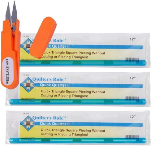 Quilters Rule Quick Quarter Ruler-12 Ruler, 12 Inch, Bundle with Westlake Art Embroidery Scissors - Precision Quilting Tool, Non-Slip, Durable Quarter Inch Ruler Quilting, Compact & Portable [Pack of in Saudi Arabia