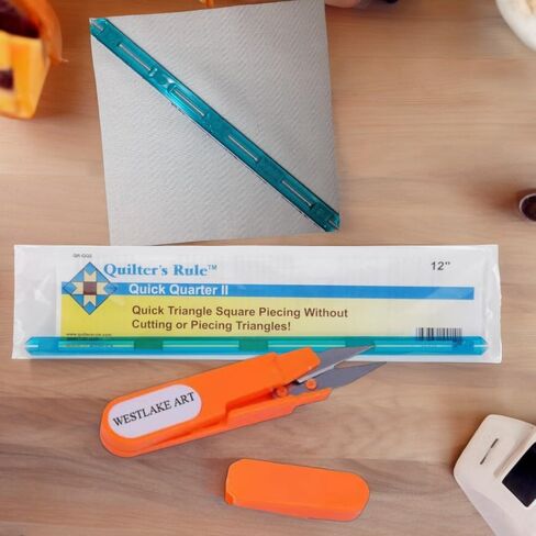 Quilters Rule Quick Quarter Ruler-12 Ruler, 12 Inch, Bundle with Westlake Art Embroidery Scissors - Precision Quilting Tool, Non-Slip, Durable Quarter Inch Ruler Quilting, Compact & Portable [Pack of in Saudi Arabia