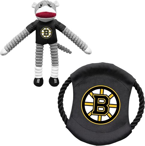مجموعة ألعاب الحيوانات الأليفة من Littlearth للبالغين من الجنسين NHL Boston Bruins على شكل قرد وقرص طائر، لون الفريق، مقاس واحد in Saudi Arabia