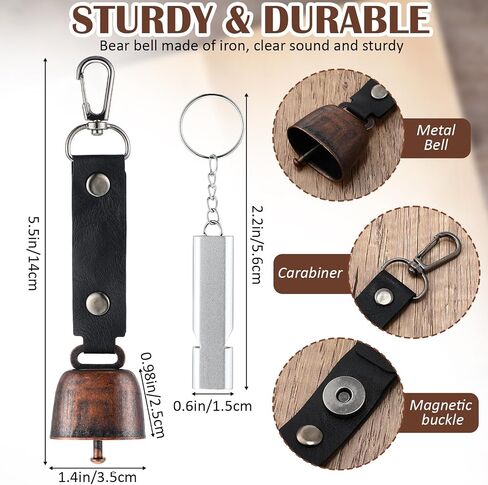Hotop Bear Bell with Whistle Set 10 Loud Bear Bell with Magnetic Silencer 10 Emergency Whistle Bear Protection Product Survival Outdoor Hiking Camping Fishing Climbing Self Defense in Saudi Arabia