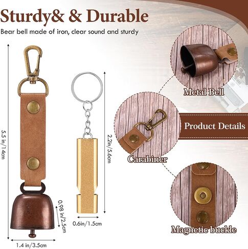 Hotop Bear Bell with Whistle Set 10 Loud Bear Bell with Magnetic Silencer 10 Emergency Whistle Bear Protection Product Survival Outdoor Hiking Camping Fishing Climbing Self Defense in Saudi Arabia