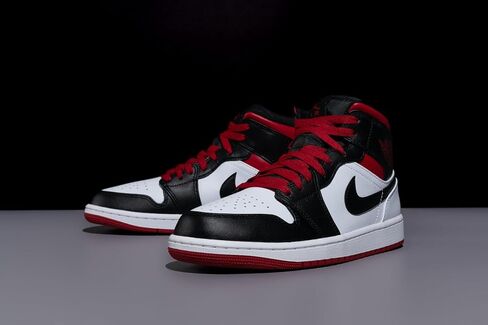 Nike Air Jordan 1 Mid Men's Shoes White/Gym Red-Black DQ8426-106 7 in Saudi Arabia