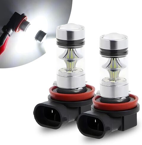 2 PCS Car H8/H11 LED Fog Light Bulb, 20LED 100W High Power 360-degree Ultra-bright Low Beam, Plug and Play Compact Bulb Replacement, Universal Automotive Lighting Accessories (White) in Saudi Arabia