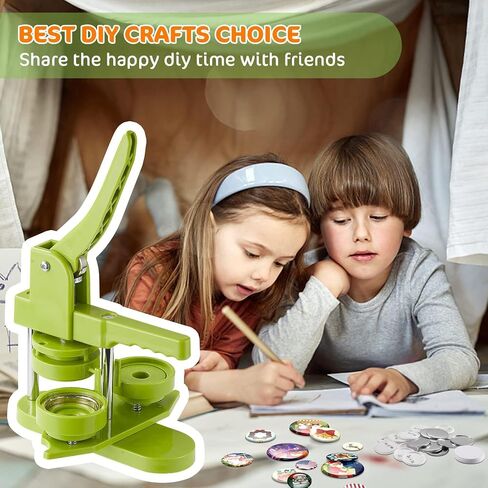 Button Maker Machine 58mm 100Pcs - Button Maker Pin Maker, Badge Button Press Machine with 100PCS Free Button Parts & Circle Cutter & Cutting Mat, Badge Maker Ideal Christmas DIY Gift for Kids in Saudi Arabia