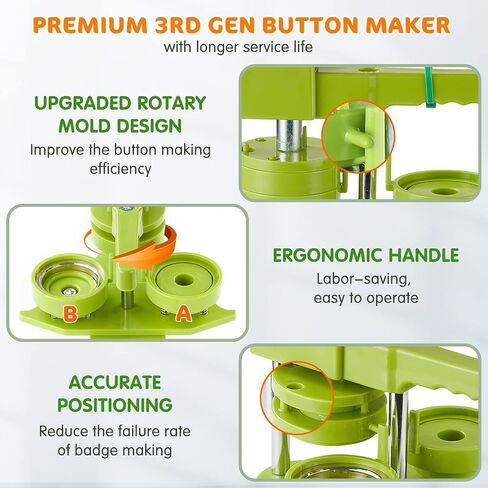 Button Maker Machine 58mm 100Pcs - Button Maker Pin Maker, Badge Button Press Machine with 100PCS Free Button Parts & Circle Cutter & Cutting Mat, Badge Maker Ideal Christmas DIY Gift for Kids in Saudi Arabia