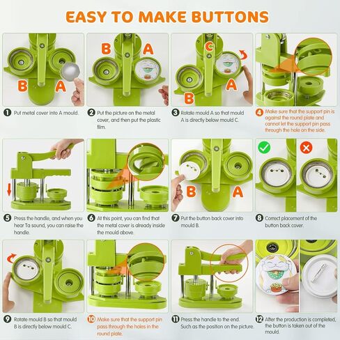 Button Maker Machine 58mm 100Pcs - Button Maker Pin Maker, Badge Button Press Machine with 100PCS Free Button Parts & Circle Cutter & Cutting Mat, Badge Maker Ideal Christmas DIY Gift for Kids in Saudi Arabia