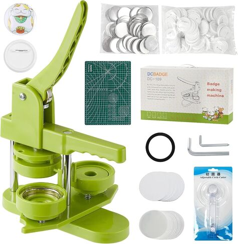 Button Maker Machine 58mm 100Pcs - Button Maker Pin Maker, Badge Button Press Machine with 100PCS Free Button Parts & Circle Cutter & Cutting Mat, Badge Maker Ideal Christmas DIY Gift for Kids in Saudi Arabia