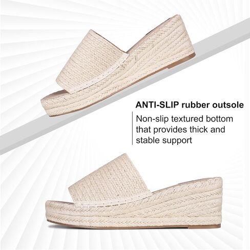 VOMIRA Platform Slides Sandals for Women Breathable Open Toe Cross Strop Slip On Espadrilles Wedge Sandals Summer Sandals in Saudi Arabia