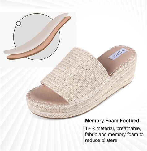 VOMIRA Platform Slides Sandals for Women Breathable Open Toe Cross Strop Slip On Espadrilles Wedge Sandals Summer Sandals in Saudi Arabia