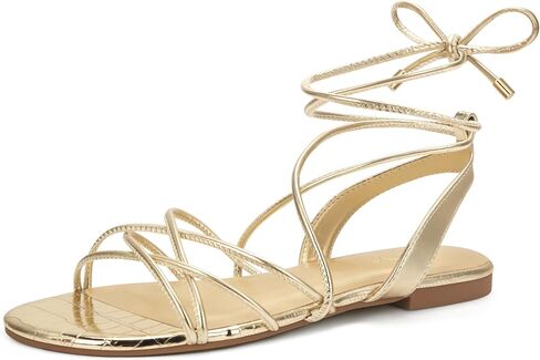 صنادل نسائية للحفلات بأشرطة وأحذية مسطحة برباط للصيف ملفوفة مفتوحة عند أصابع القدم in Saudi Arabia